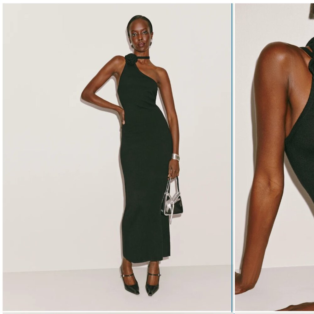 Reformation Ilaria Cashmere Dress Black - Size S